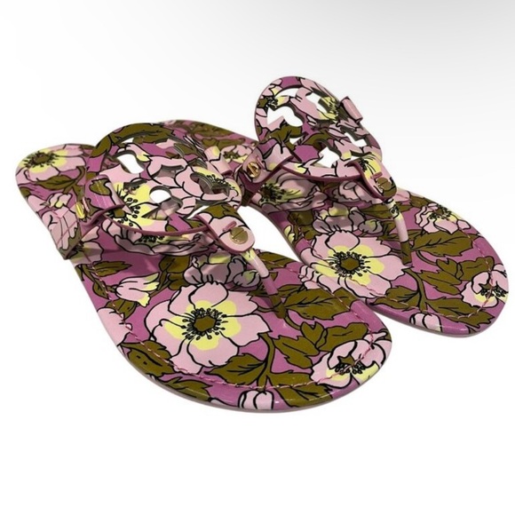 Tory Burch Miller Printed Patent Leather Bold Flowers Combo Purple size 9 - Picture 2 of 10